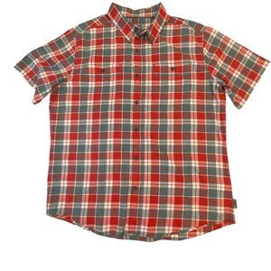 Royal Robbins Mens Button Red Green Plaid Short Sleeve XL Shirt